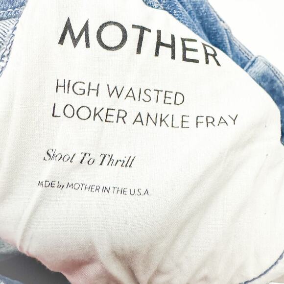 Mother High Waisted Looker Ankle Fray Shoot to Thrill Denim Jeans Size 25 - Picture 10 of 12